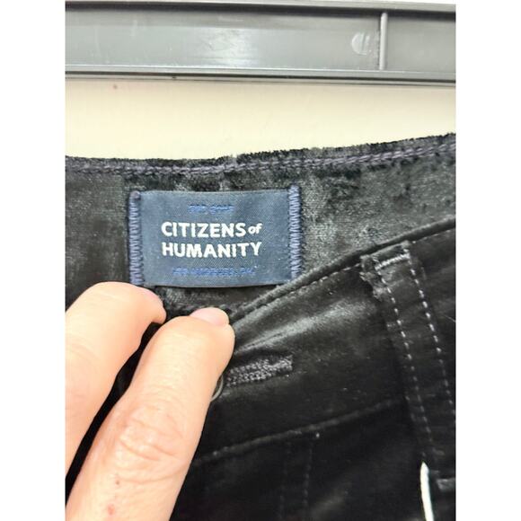 Citizens of Humanity Isola Velvet Mid-Rise Cropped Trouser Pants Black Womens 27 - Picture 4 of 7